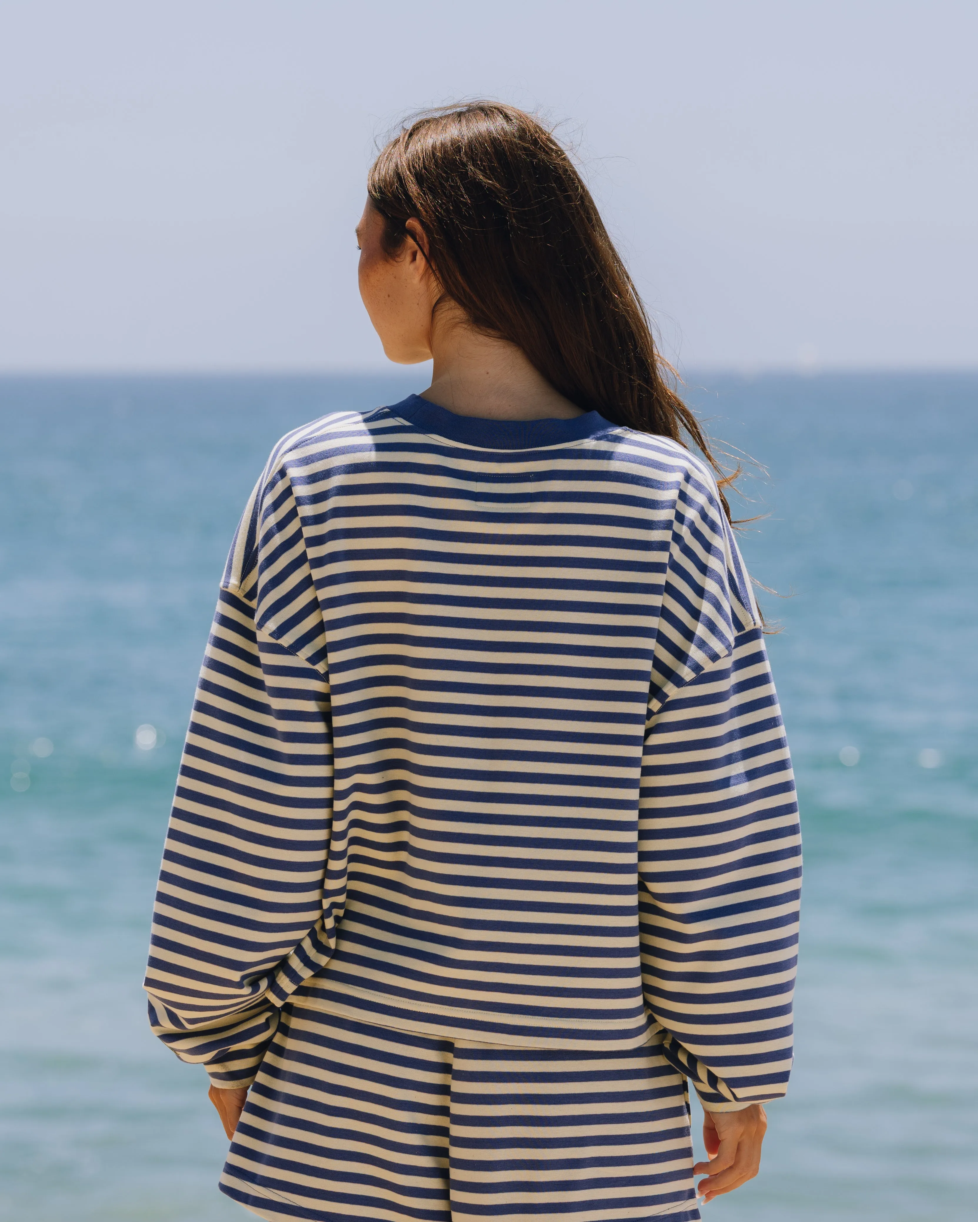Striped Cotton Long Sleeve - Navy + Lemonade Stripe sold by Daily Drills product image thumbnail 2