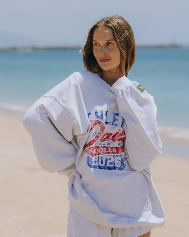 Oversized Fleece Athletics Crew - Heather Grey + Red + Cobalt made by Daily Drills