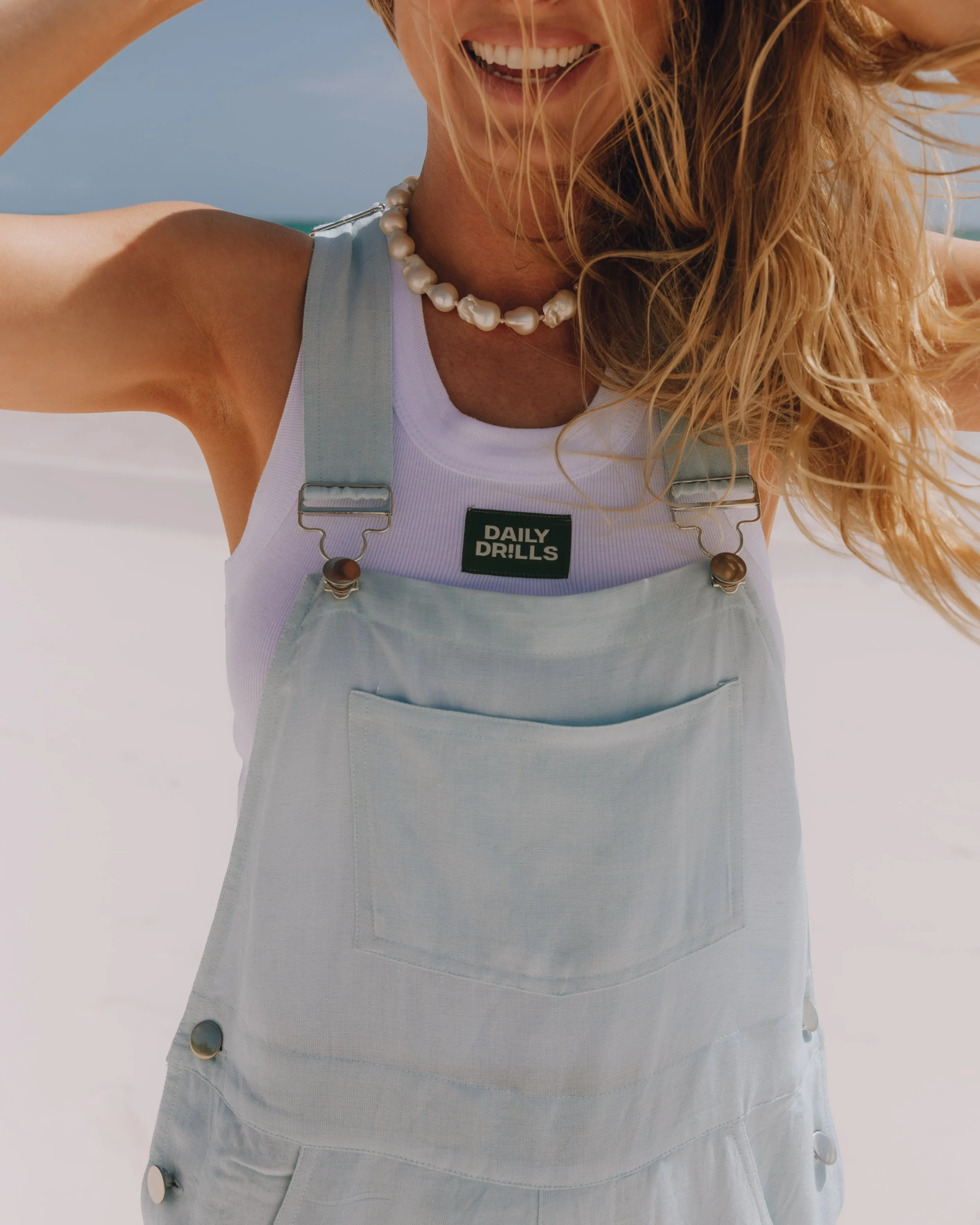 Linen Overalls - Light Blue sold by Daily Drills product image thumbnail 4