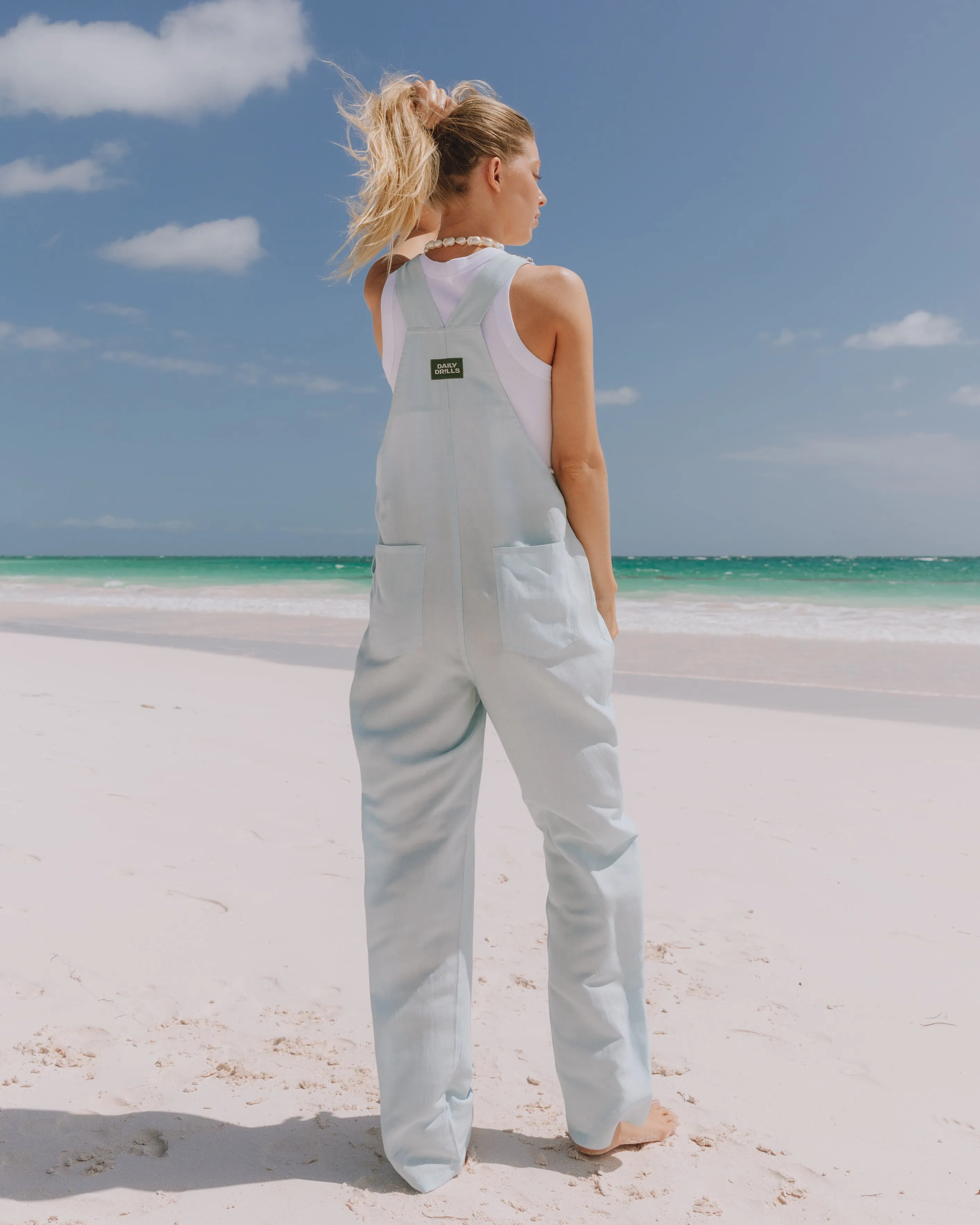 Linen Overalls - Light Blue sold by Daily Drills product image thumbnail 2