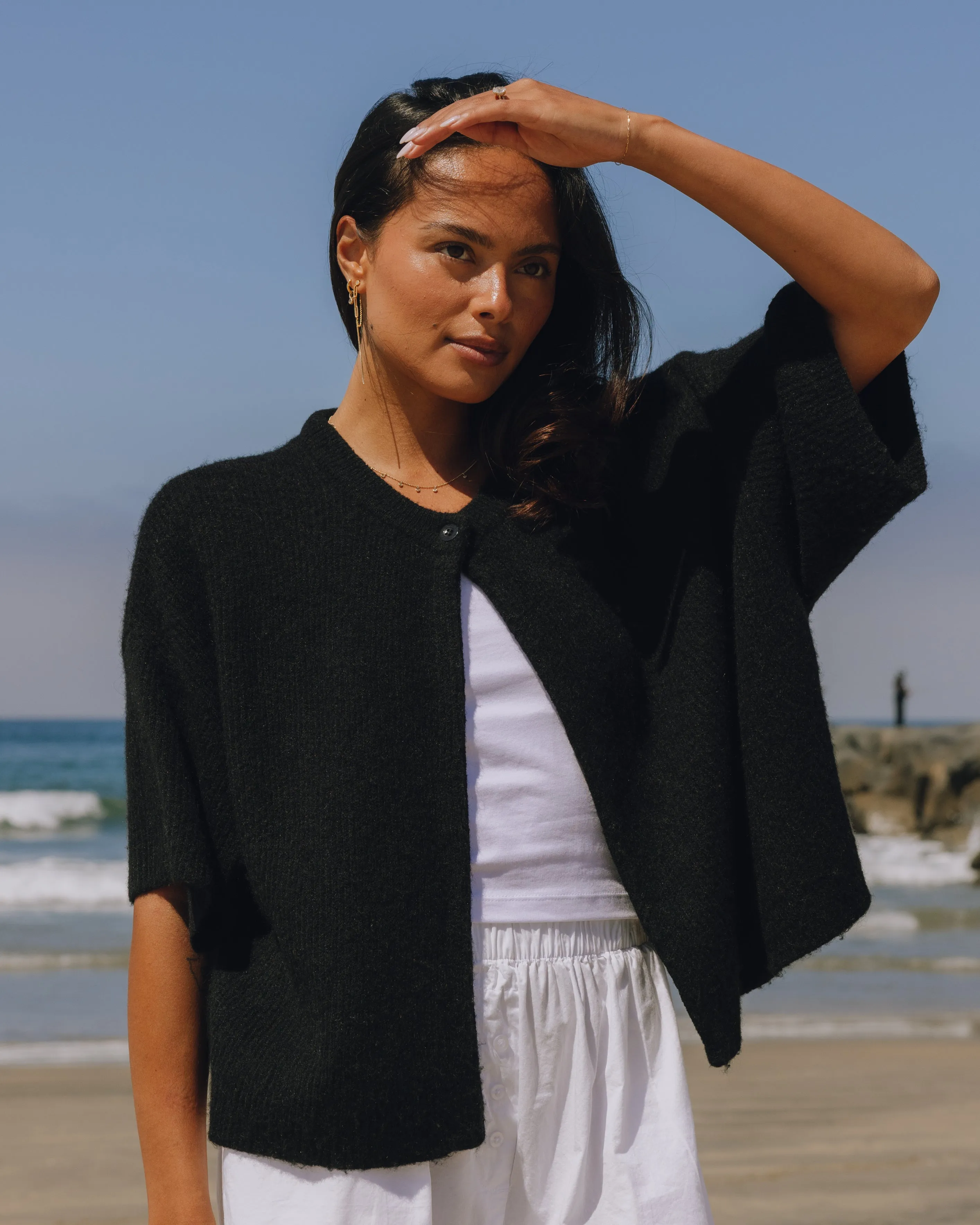 Single Button Sweater - Black sold by Daily Drills