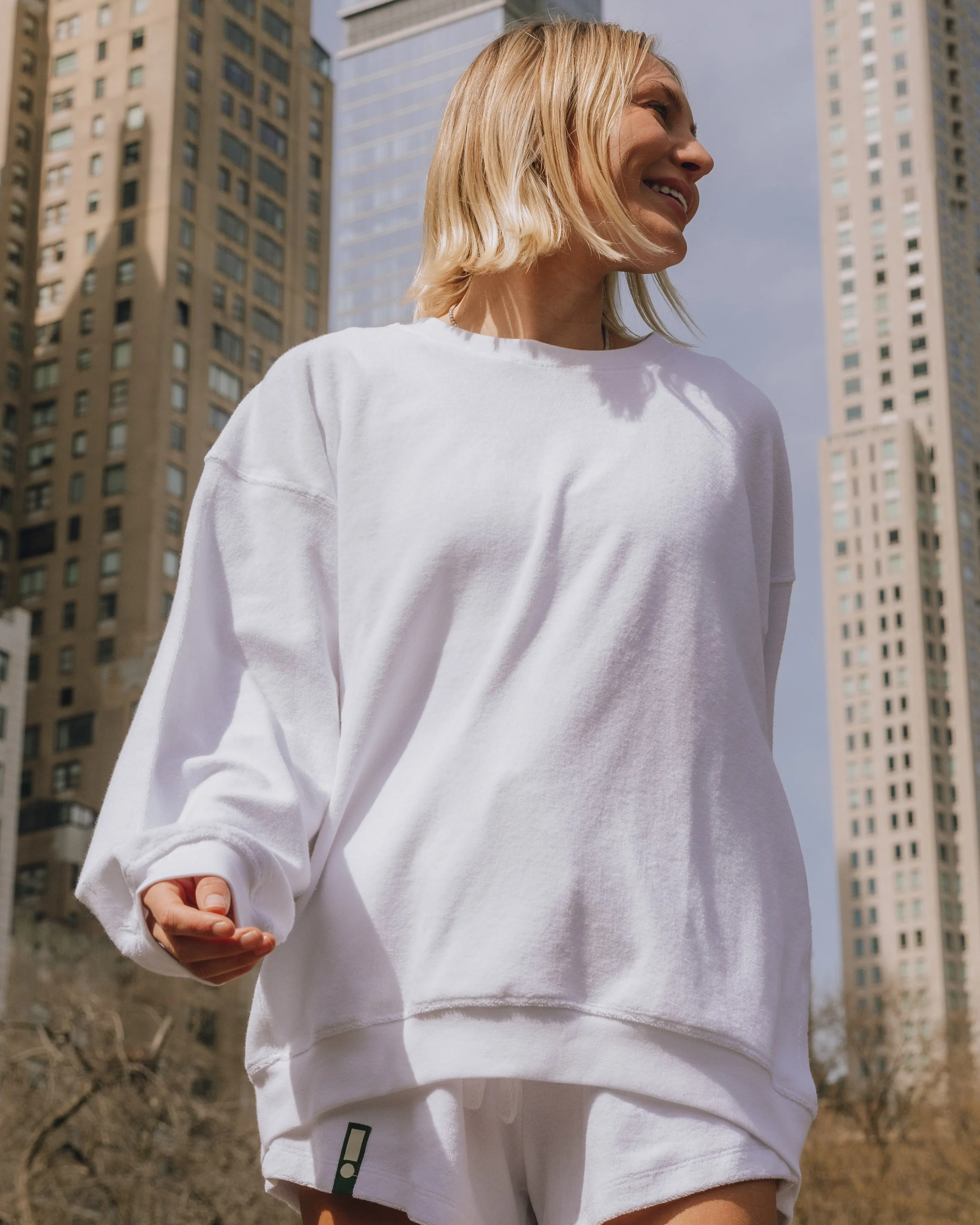 Terry Oversized Crew - White sold by Daily Drills