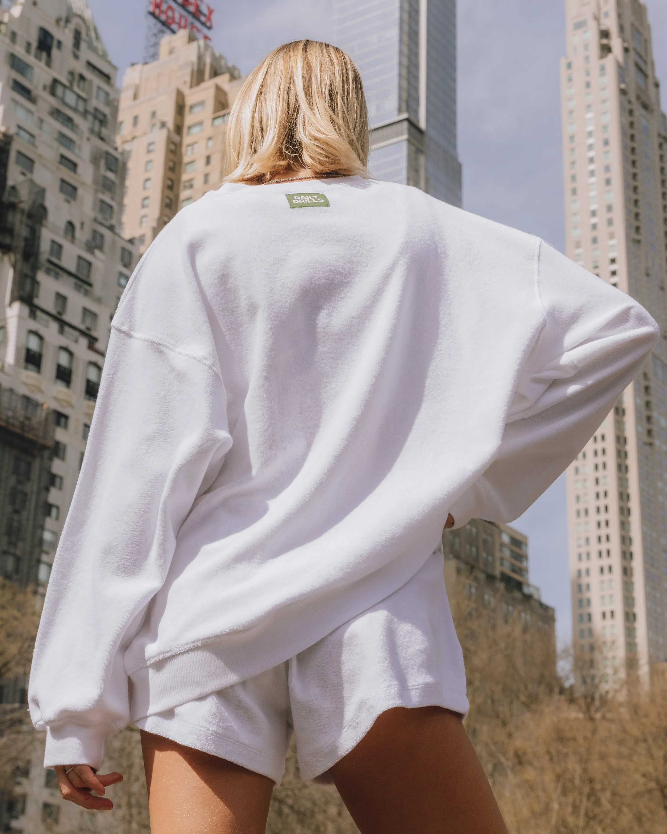 Terry Oversized Crew - White sold by Daily Drills product image thumbnail 2