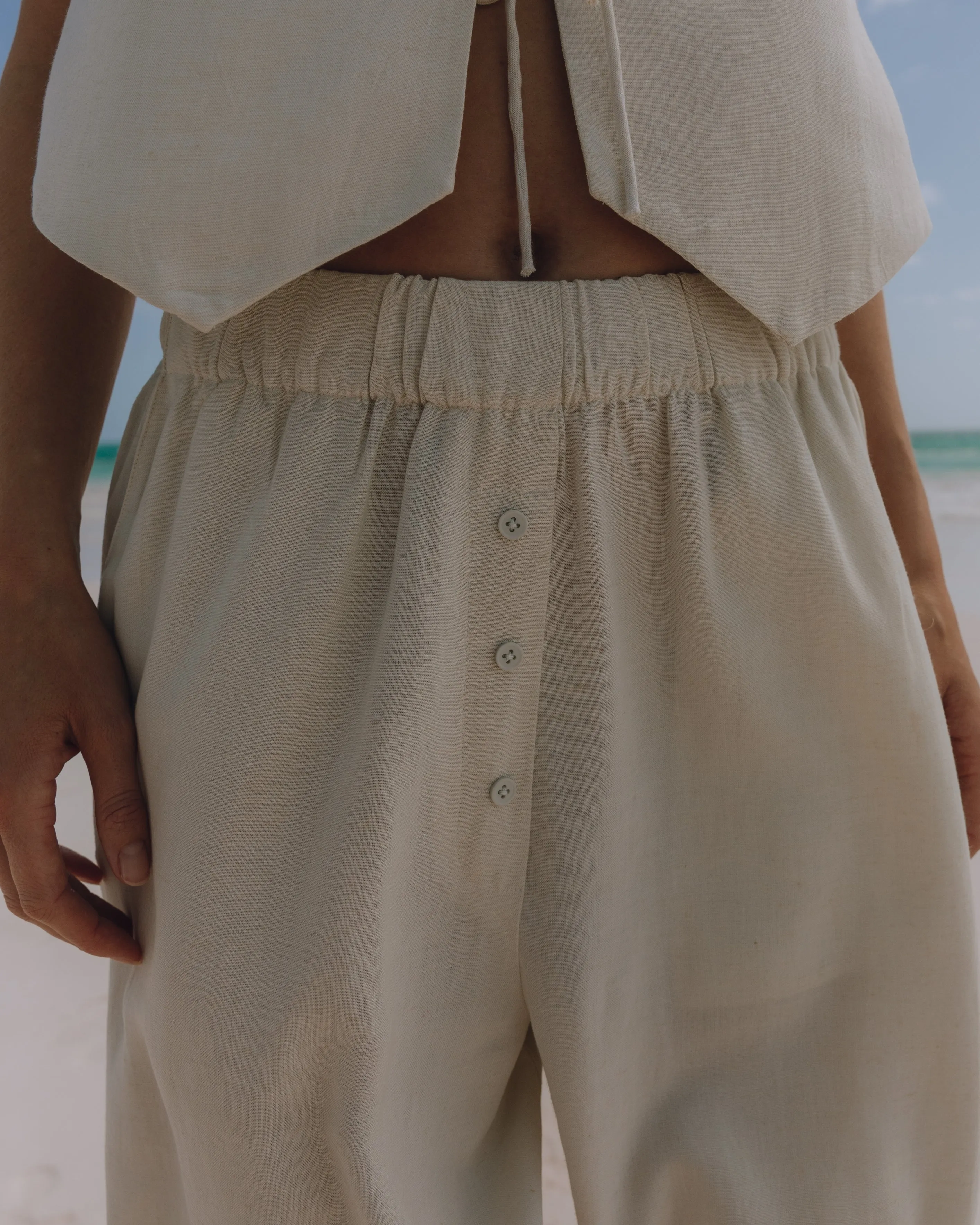 Linen Resort Pants - Cream sold by Daily Drills product image thumbnail 3