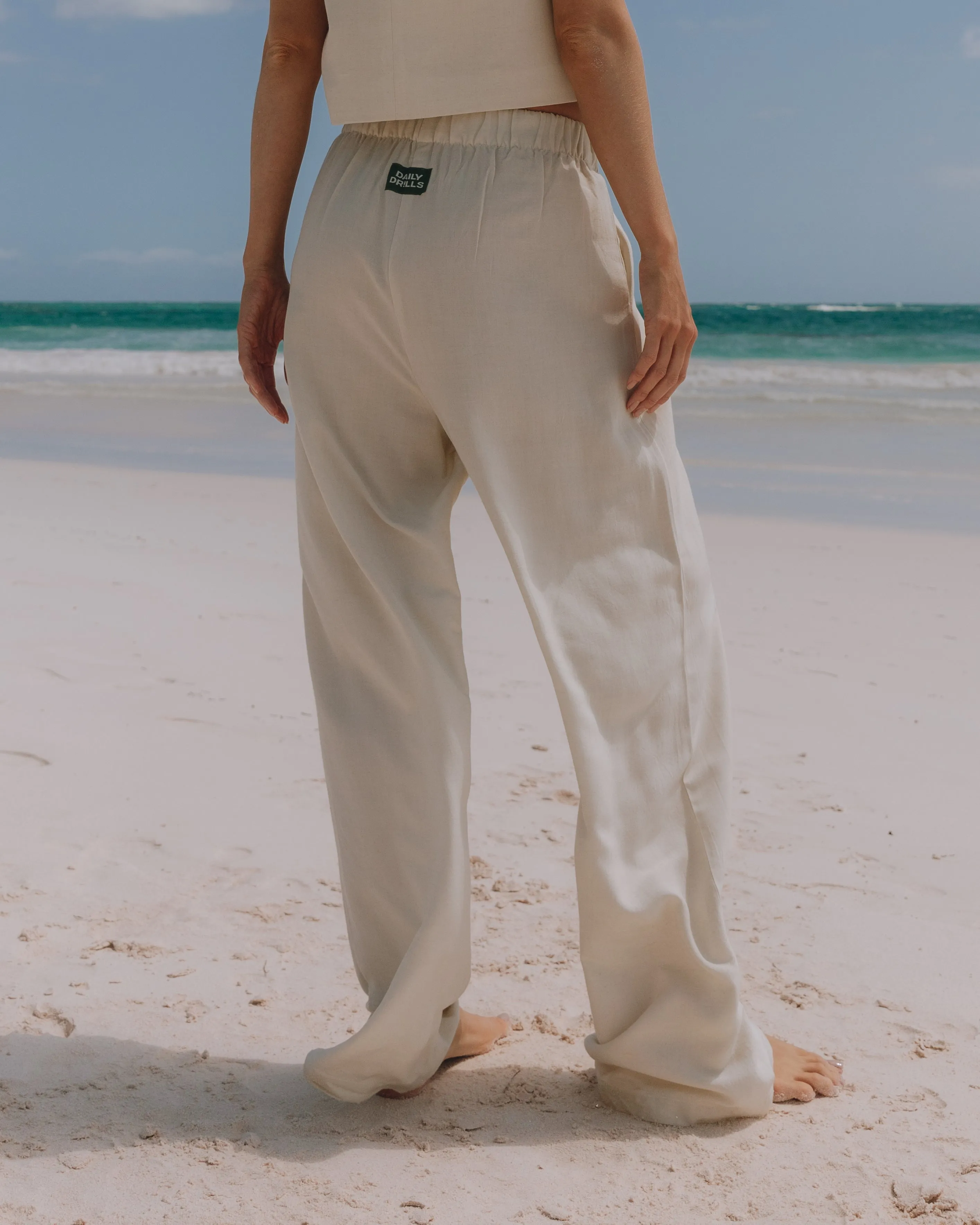 Linen Resort Pants - Cream sold by Daily Drills product image thumbnail 2