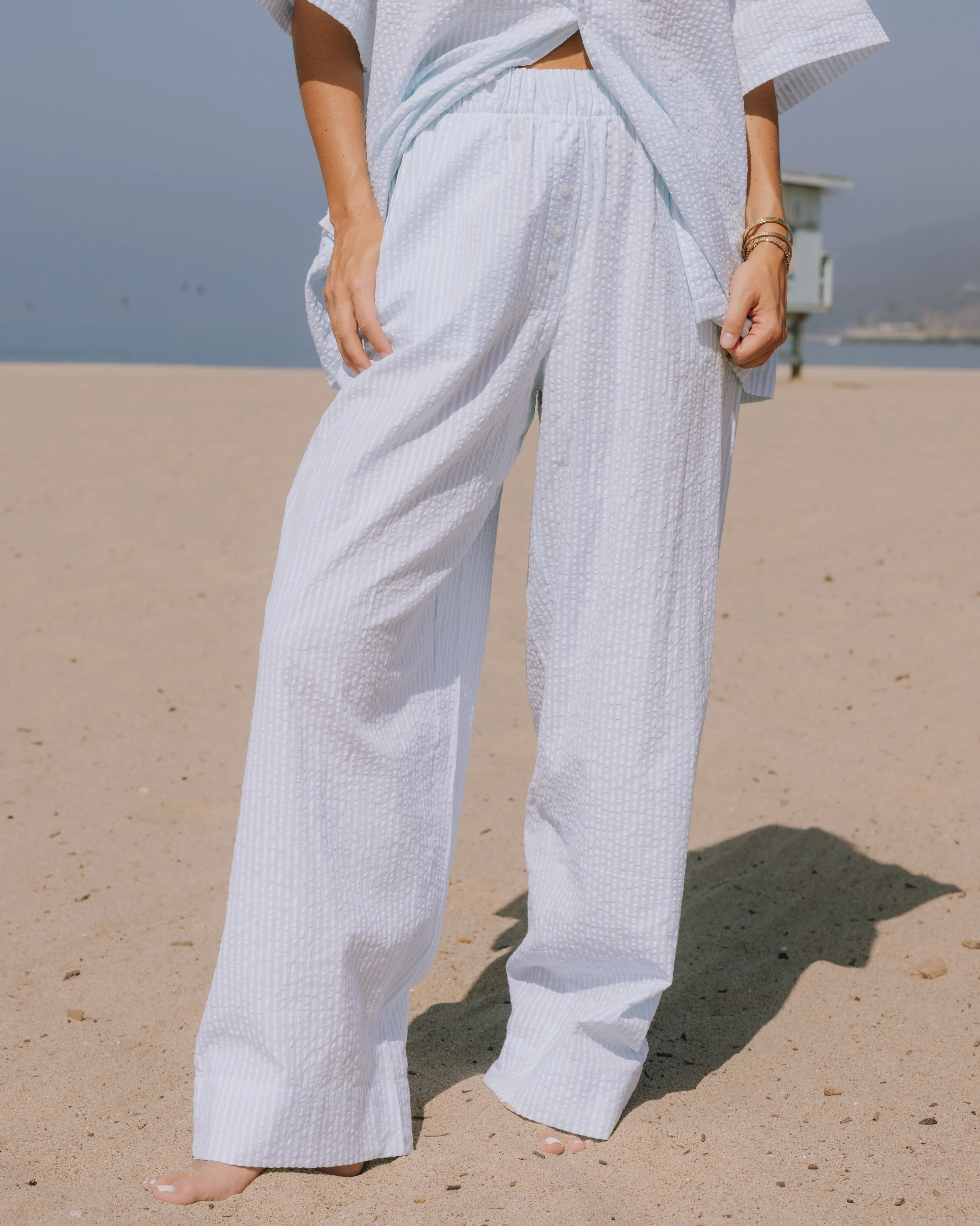 Seersucker Resort Pants - Lake Day/White Stripe sold by Daily Drills