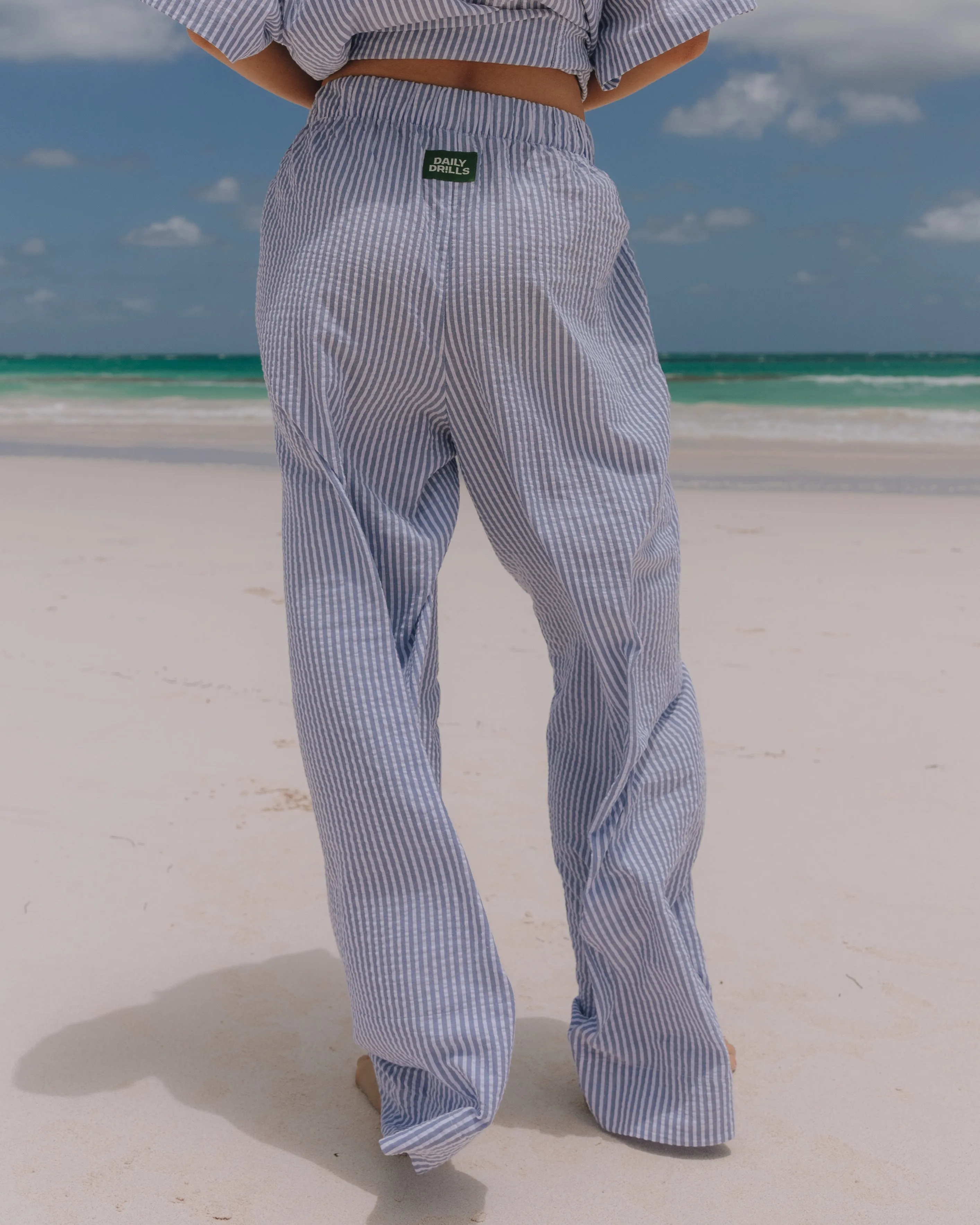 Seersucker Resort Pants - Light Blue + White Stripe sold by Daily Drills product image thumbnail 2