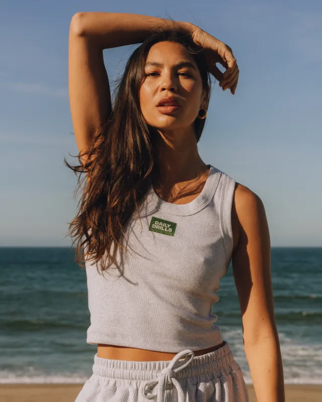 Logo Ribbed Tank - Light Grey made by Daily Drills