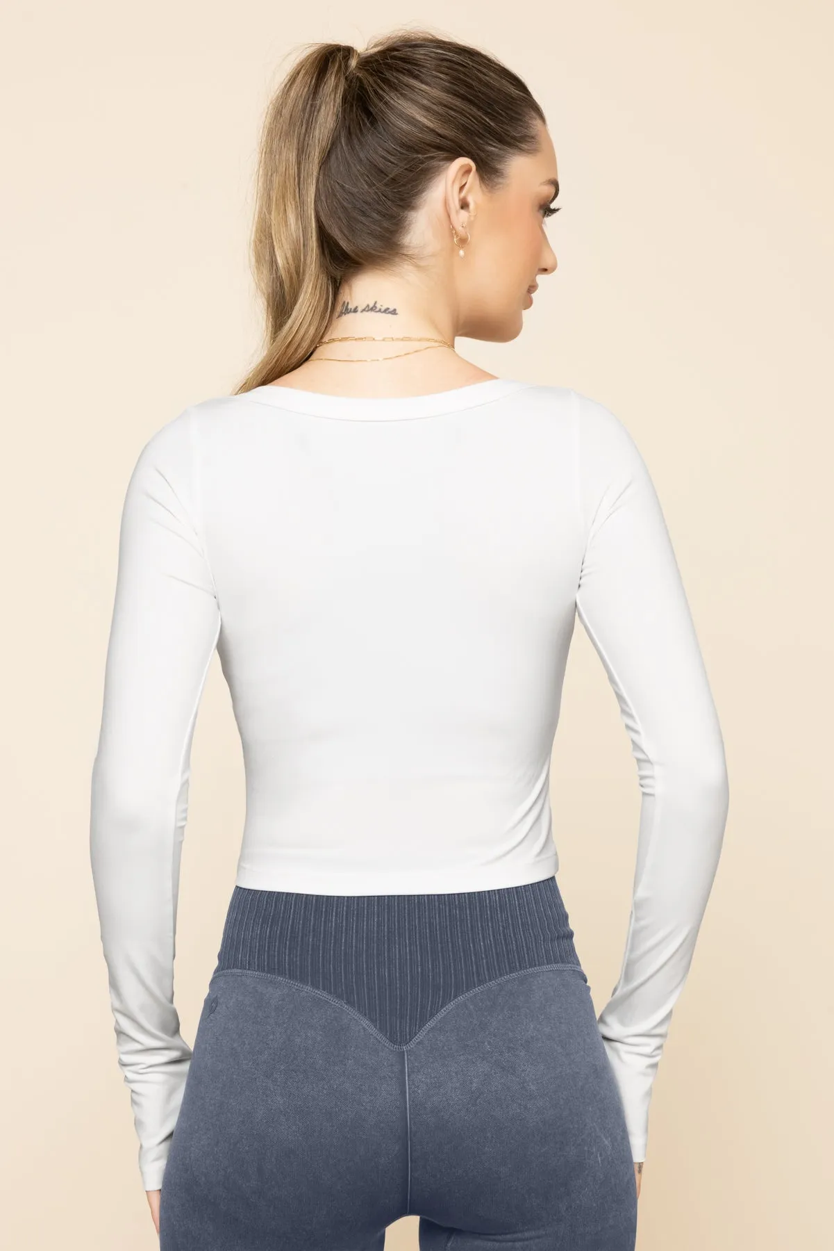 Your Favorite Reversible Long Sleeve Top (Cropped) - White sold by POPFLEX product image thumbnail 5