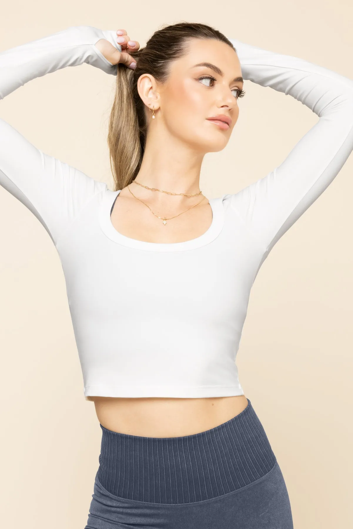 Your Favorite Reversible Long Sleeve Top (Cropped) - White sold by POPFLEX product image thumbnail 2