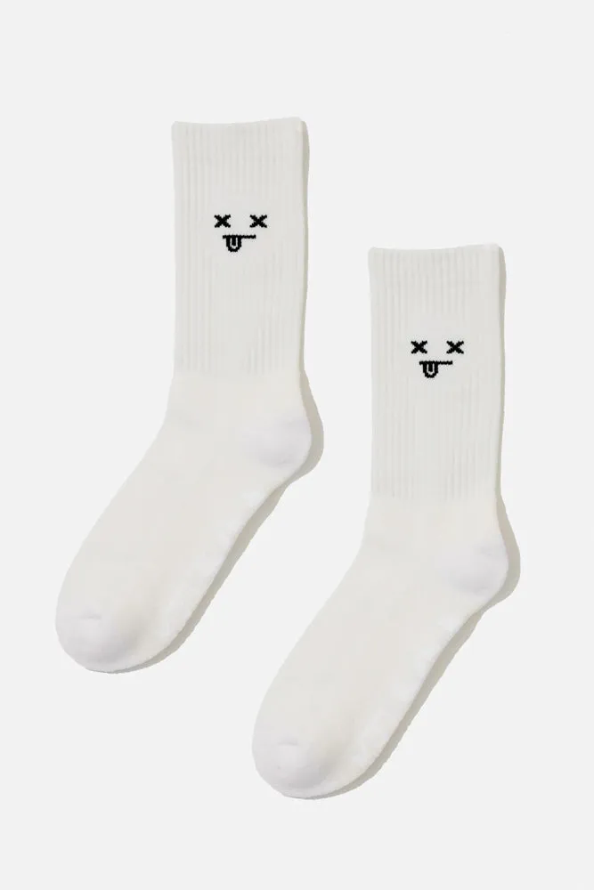 Dead Face Mid-Calf Gym Socks - White sold by POPFLEX product image thumbnail 3