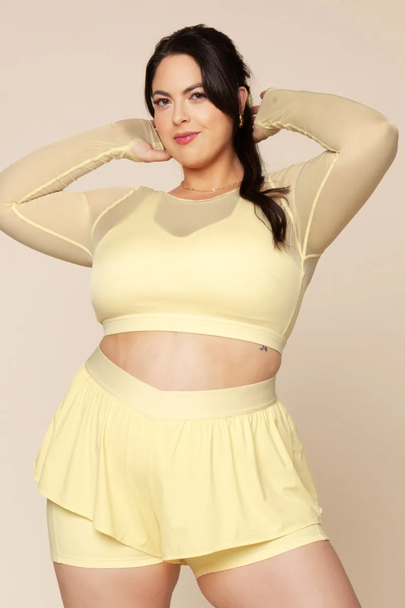 Coquette Long Sleeve Mesh Bra - Buttercream sold by POPFLEX
