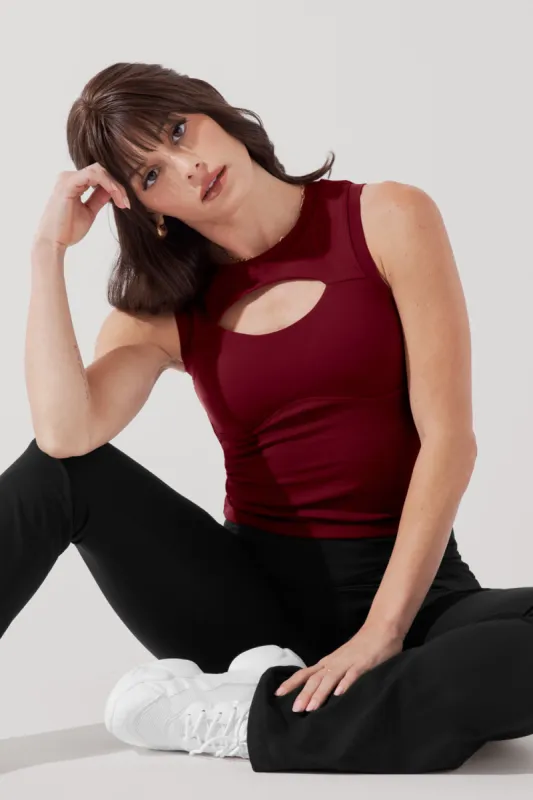 Peekaboo Crew Tank - Crimson sold by POPFLEX