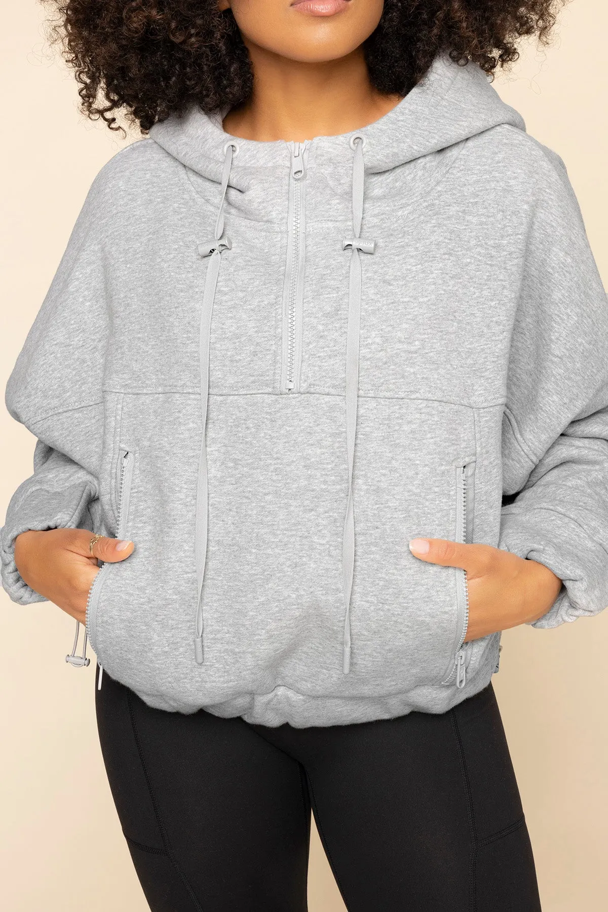 Half Zip Warm Up Hoodie - Heather Grey sold by POPFLEX product image thumbnail 2