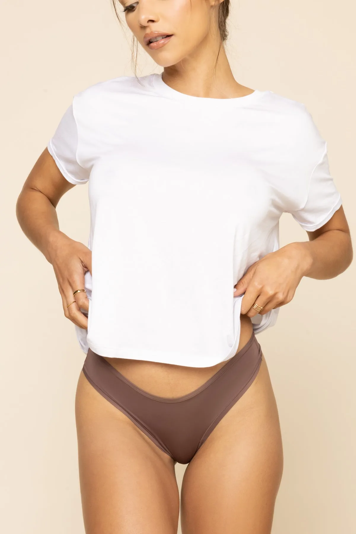 Next to Nothing Thong Panty - Dark Mocha sold by POPFLEX
