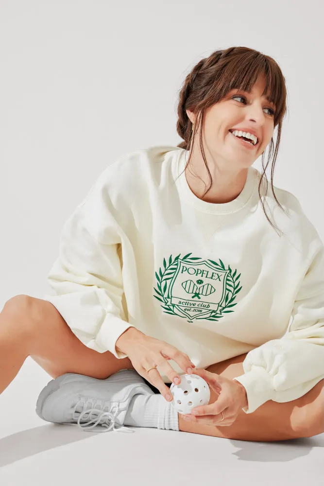 POPFLEX® Active Club Cloud Crewneck Sweater - Cream sold by POPFLEX