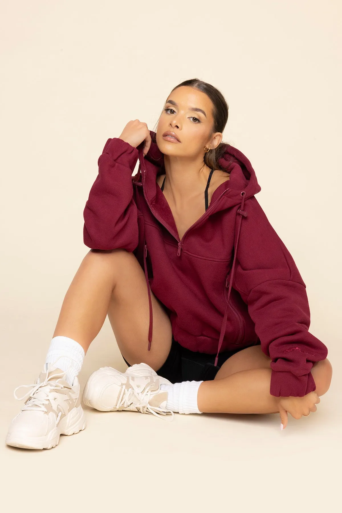Half Zip Warm Up Hoodie - Crimson sold by POPFLEX
