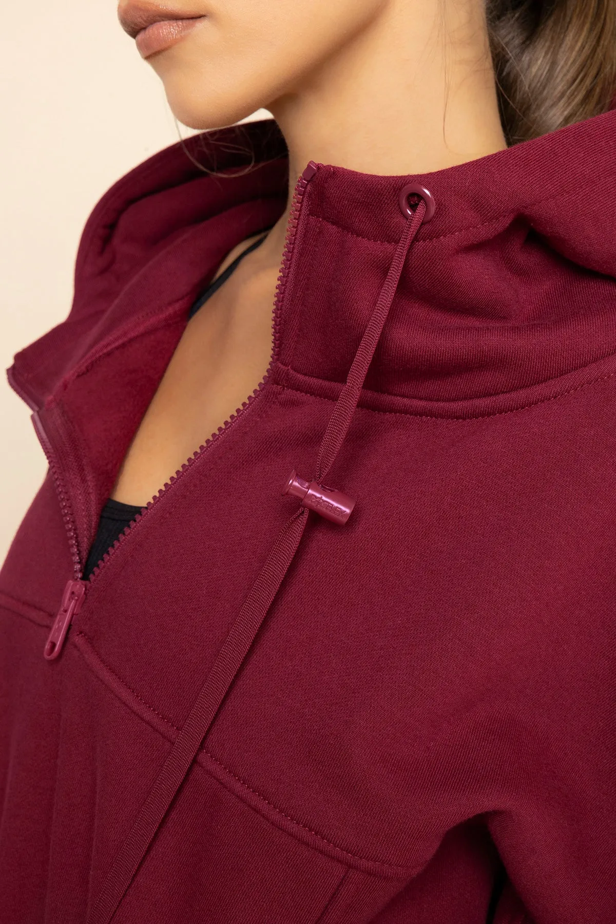 Half Zip Warm Up Hoodie - Crimson sold by POPFLEX product image thumbnail 4