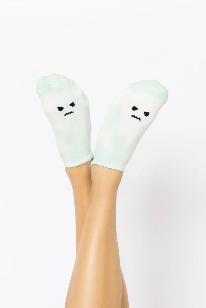 Angry Face Low Rise Socks - Green Tie Dye sold by POPFLEX product image thumbnail 3