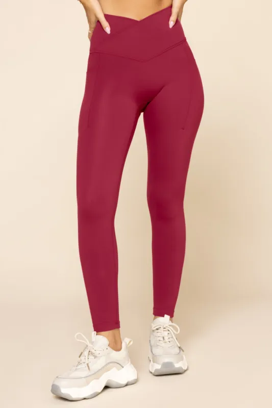 Crisscross Hourglass® Legging with Pockets - Ruby sold by POPFLEX