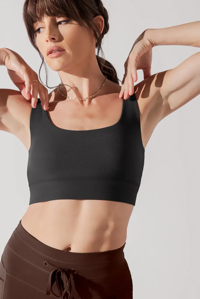 Adventure Scoop Bra (Ribbed) - Charcoal sold by POPFLEX