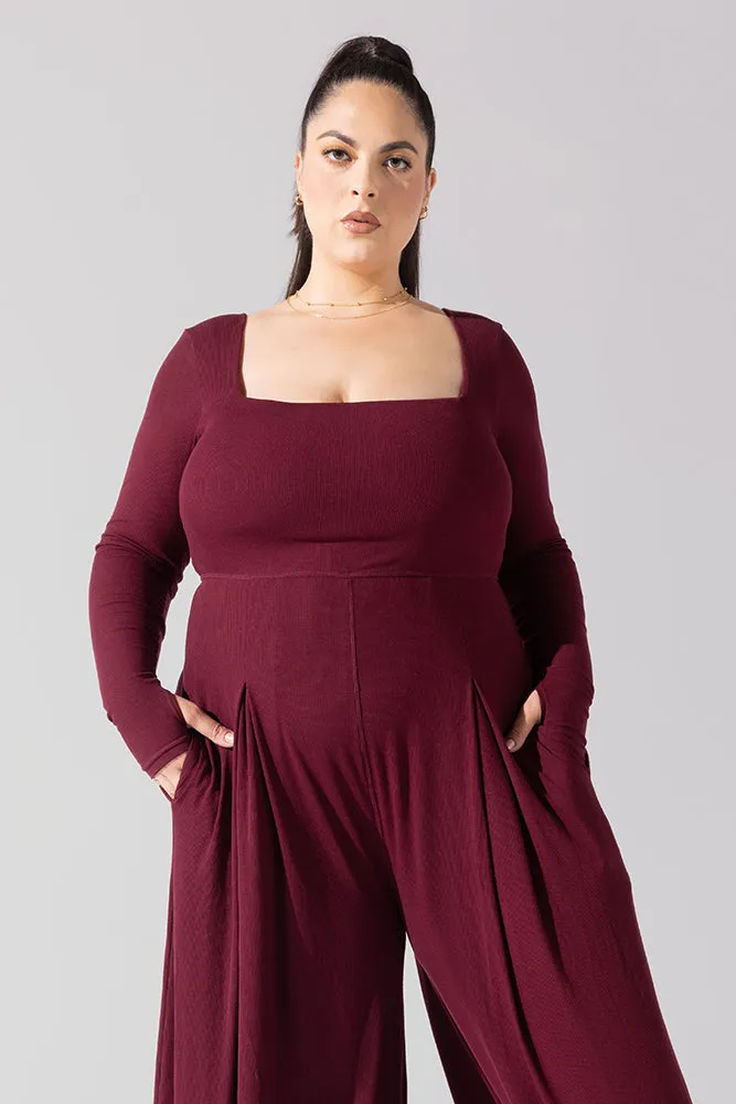 Go With The Flow Long Sleeve Jumpsuit - Garnet sold by POPFLEX product image thumbnail 4