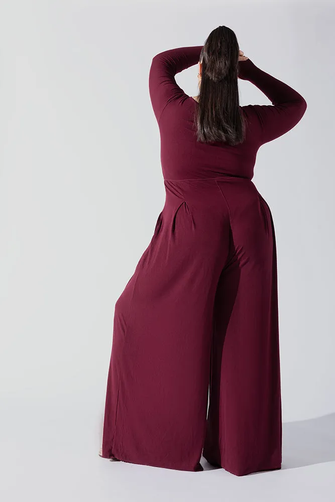 Go With The Flow Long Sleeve Jumpsuit - Garnet sold by POPFLEX product image thumbnail 5