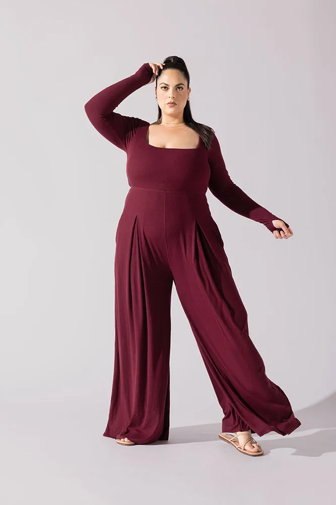 Go With The Flow Long Sleeve Jumpsuit - Garnet sold by POPFLEX product image thumbnail 3