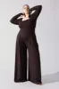 Go With The Flow Long Sleeve Jumpsuit - Cocoa sold by POPFLEX