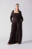 Go With The Flow Long Sleeve Jumpsuit - Cocoa sold by POPFLEX