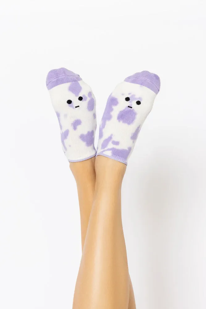 Meh Face Low Rise Socks - Purple Tie Dye sold by POPFLEX