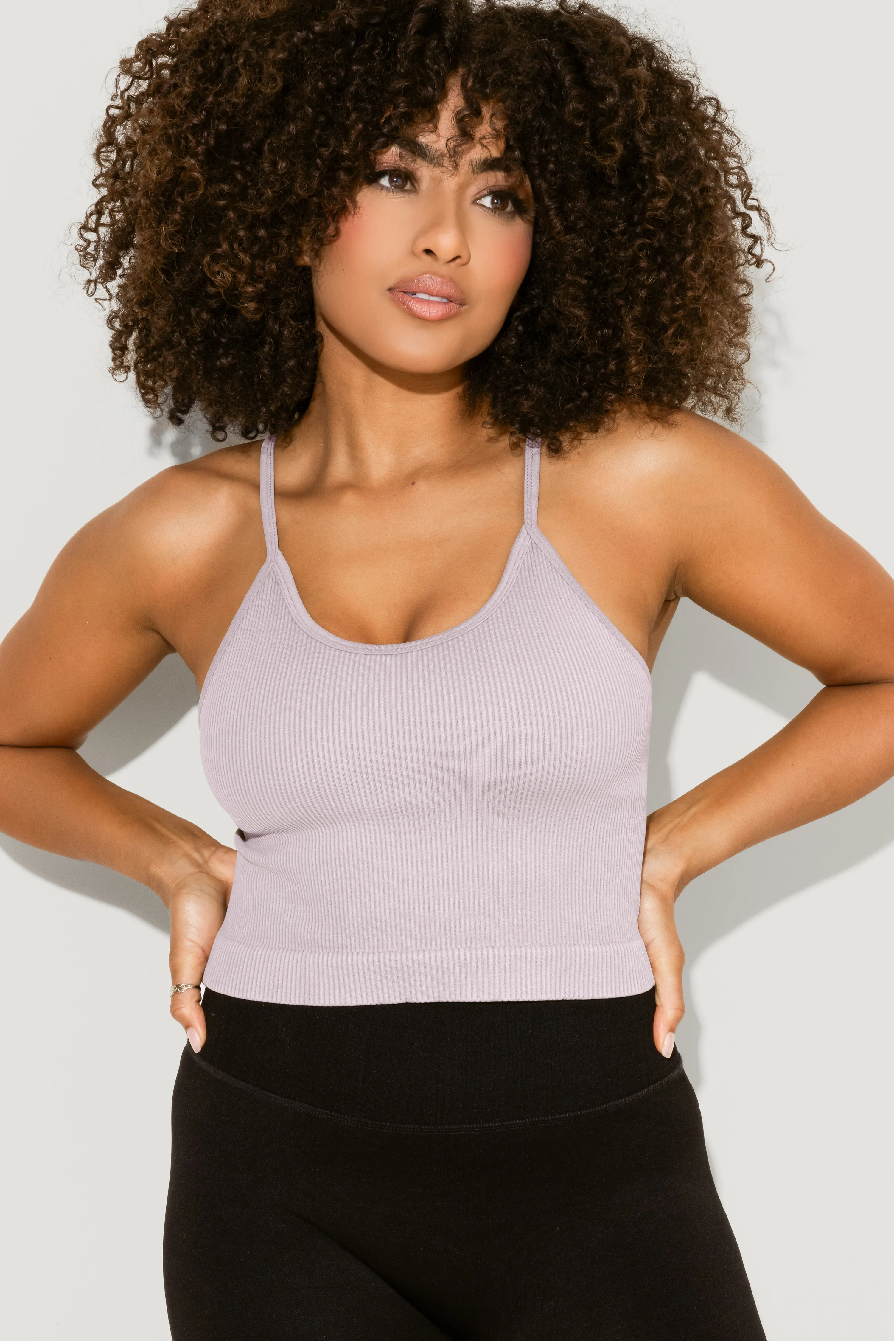 What's the Scoop Seamless Crop Tank - Smoky Lilac sold by POPFLEX