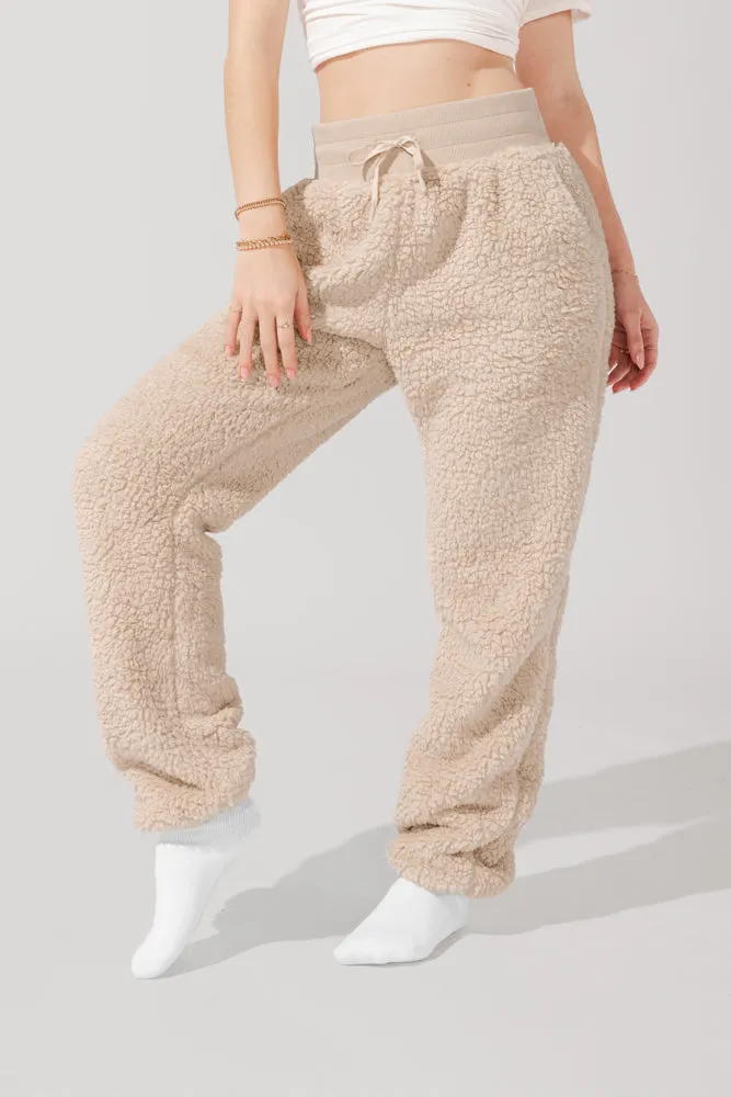 Blanket Pants in Faux Sherpa - Taupe sold by POPFLEX product image thumbnail 4