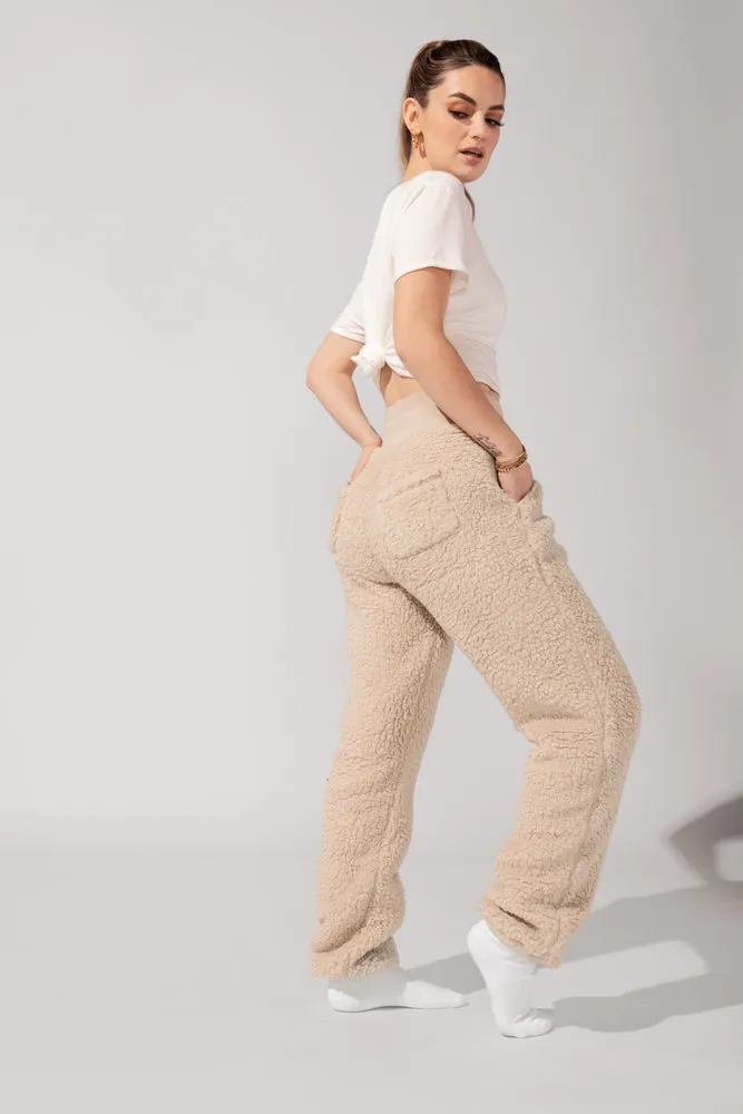 Blanket Pants in Faux Sherpa - Taupe sold by POPFLEX product image thumbnail 5