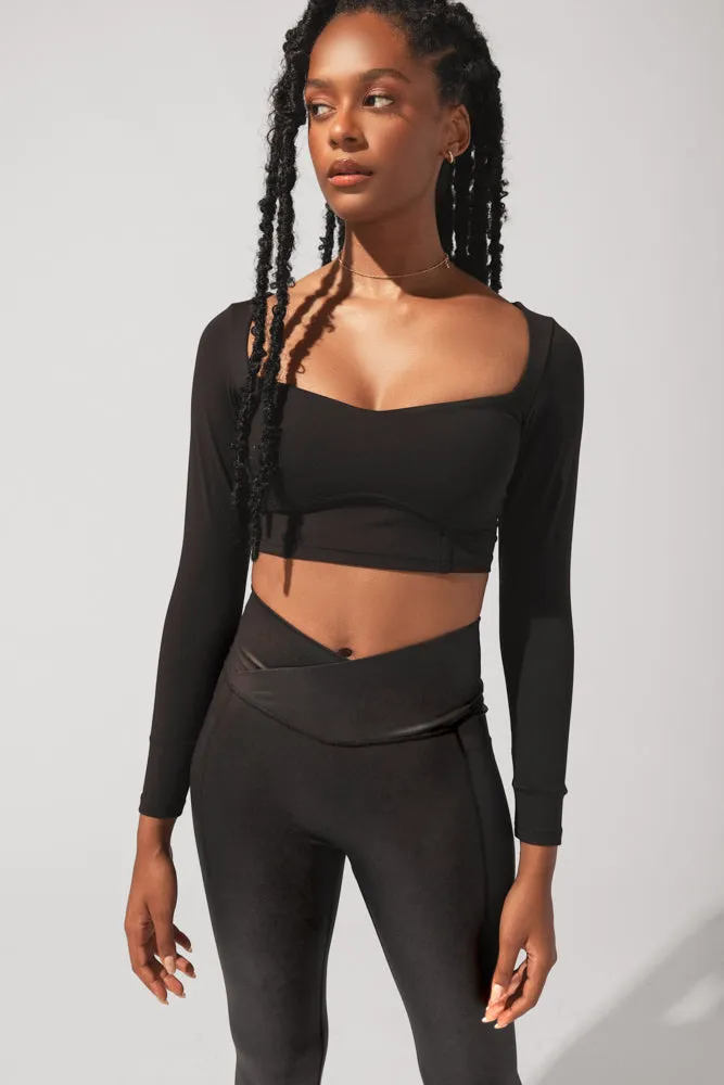 Sweetheart Long Sleeve Crop Top - Black sold by POPFLEX product image thumbnail 3