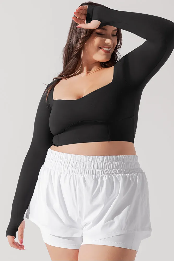 Sweetheart Long Sleeve Crop Top - Black sold by POPFLEX product image thumbnail 5