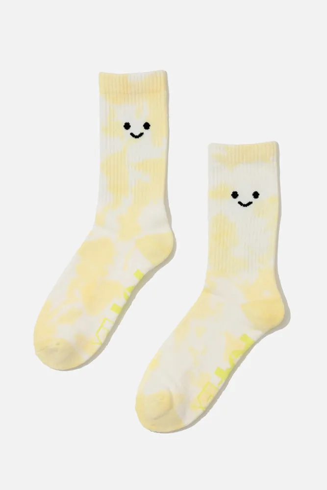 Happy Face Mid-Calf Gym Socks - Yellow Tie Dye sold by POPFLEX product image thumbnail 5