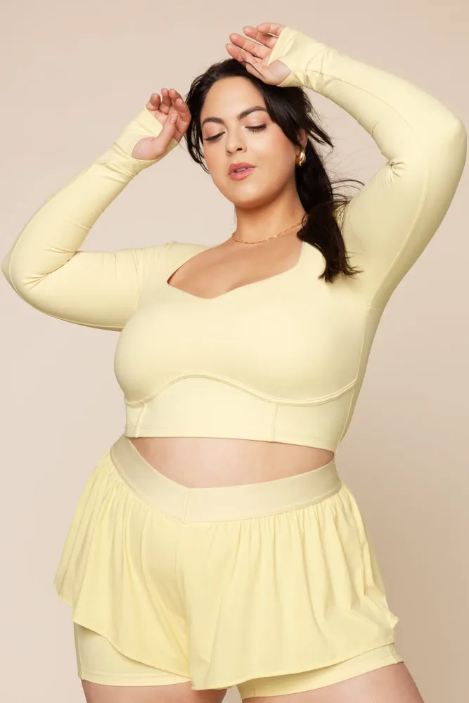 Sweetheart Long Sleeve Crop Top- Buttercream sold by POPFLEX