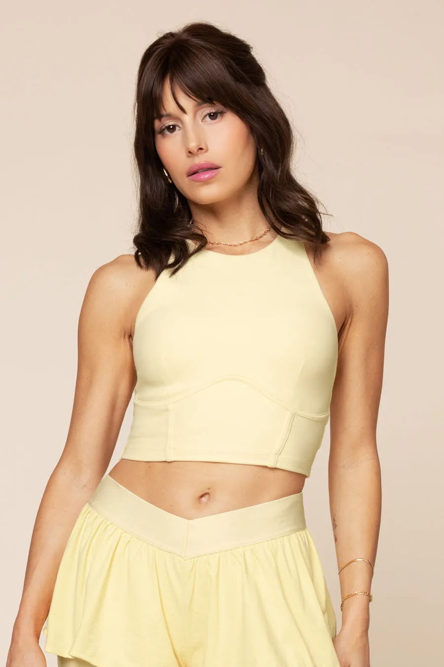 Cleo Corset Crop Bralette - Buttercream sold by POPFLEX