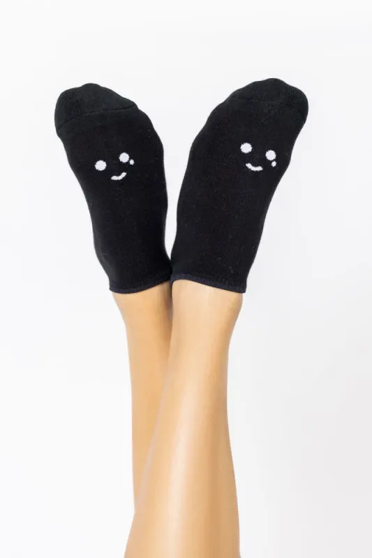Happy Cry Face Low Rise Socks - Black sold by POPFLEX