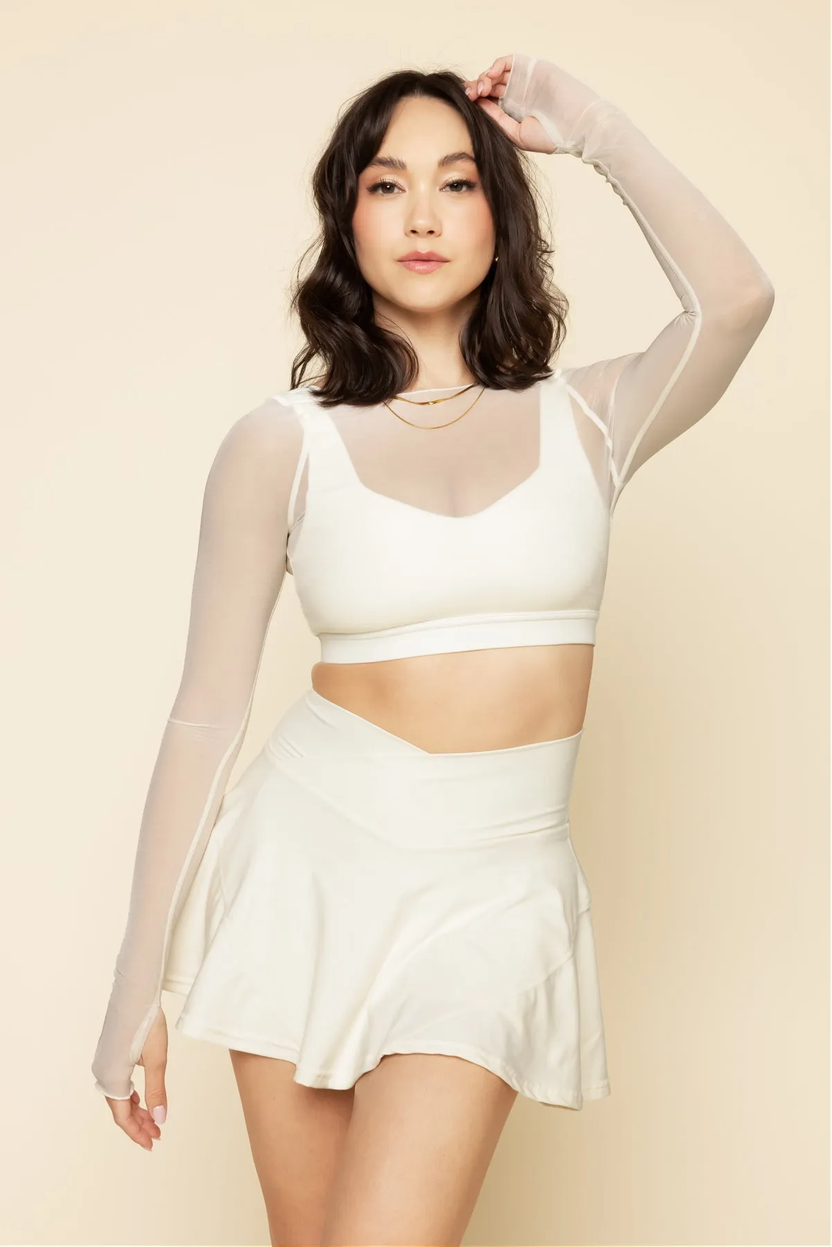 Coquette Long Sleeve Mesh Bra - Ivory sold by POPFLEX