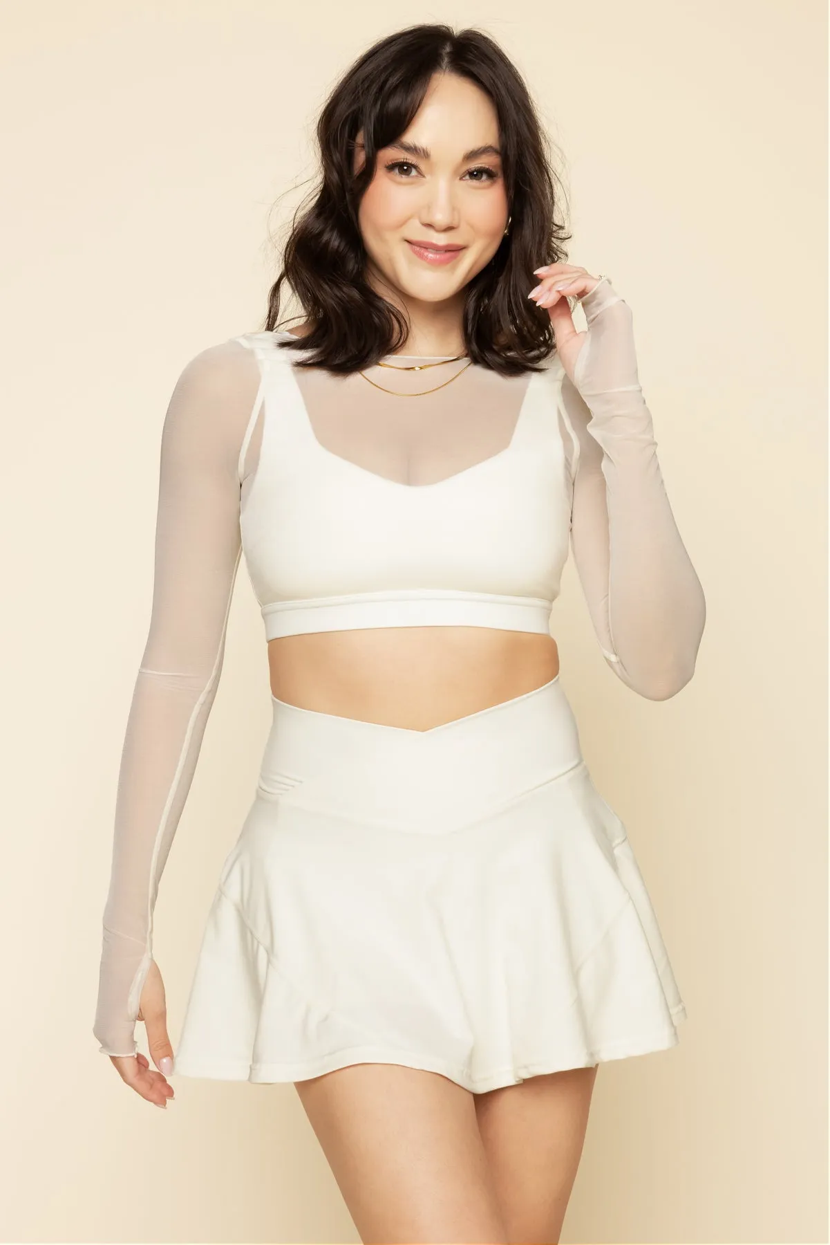 Coquette Long Sleeve Mesh Bra - Ivory sold by POPFLEX product image thumbnail 5