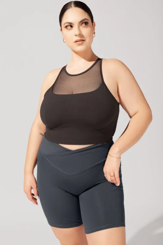 Celeste Mesh Crop Bralette - Black sold by POPFLEX
