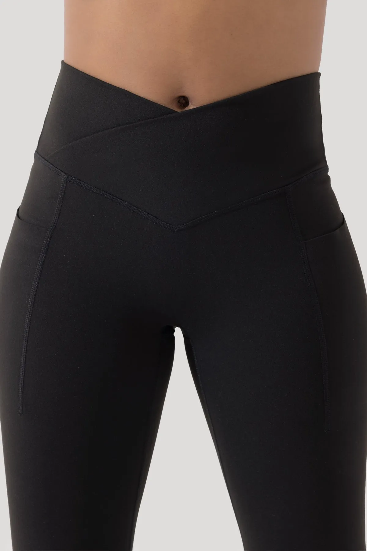 Crisscross Hourglass® Flared Legging with Pockets - Black sold by POPFLEX product image thumbnail 5