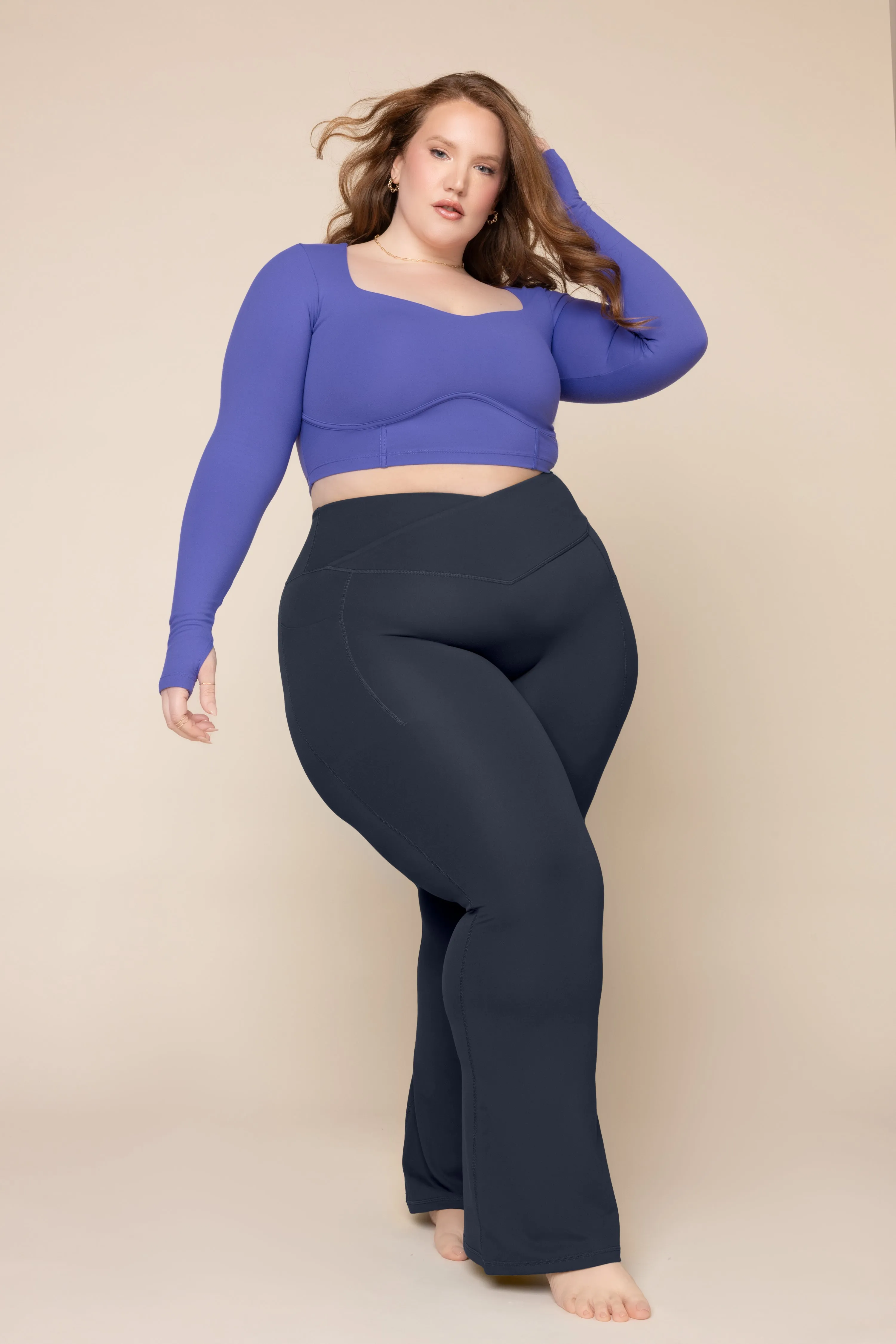 Sweetheart Long Sleeve Crop Top - Iris sold by POPFLEX product image thumbnail 5