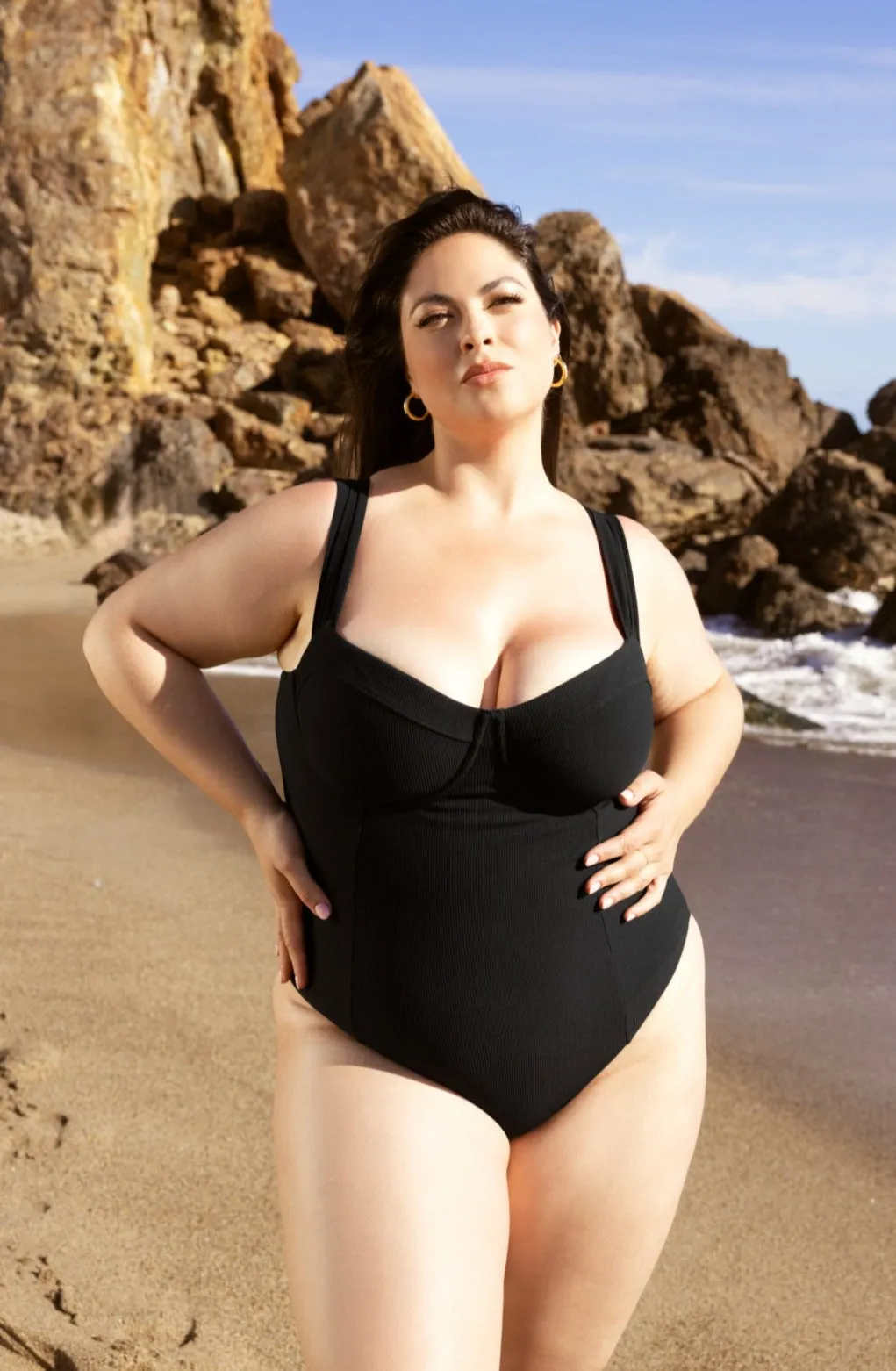 Boardwalk Bombshell Cheeky One Piece - Black Rib sold by POPFLEX product image thumbnail 5