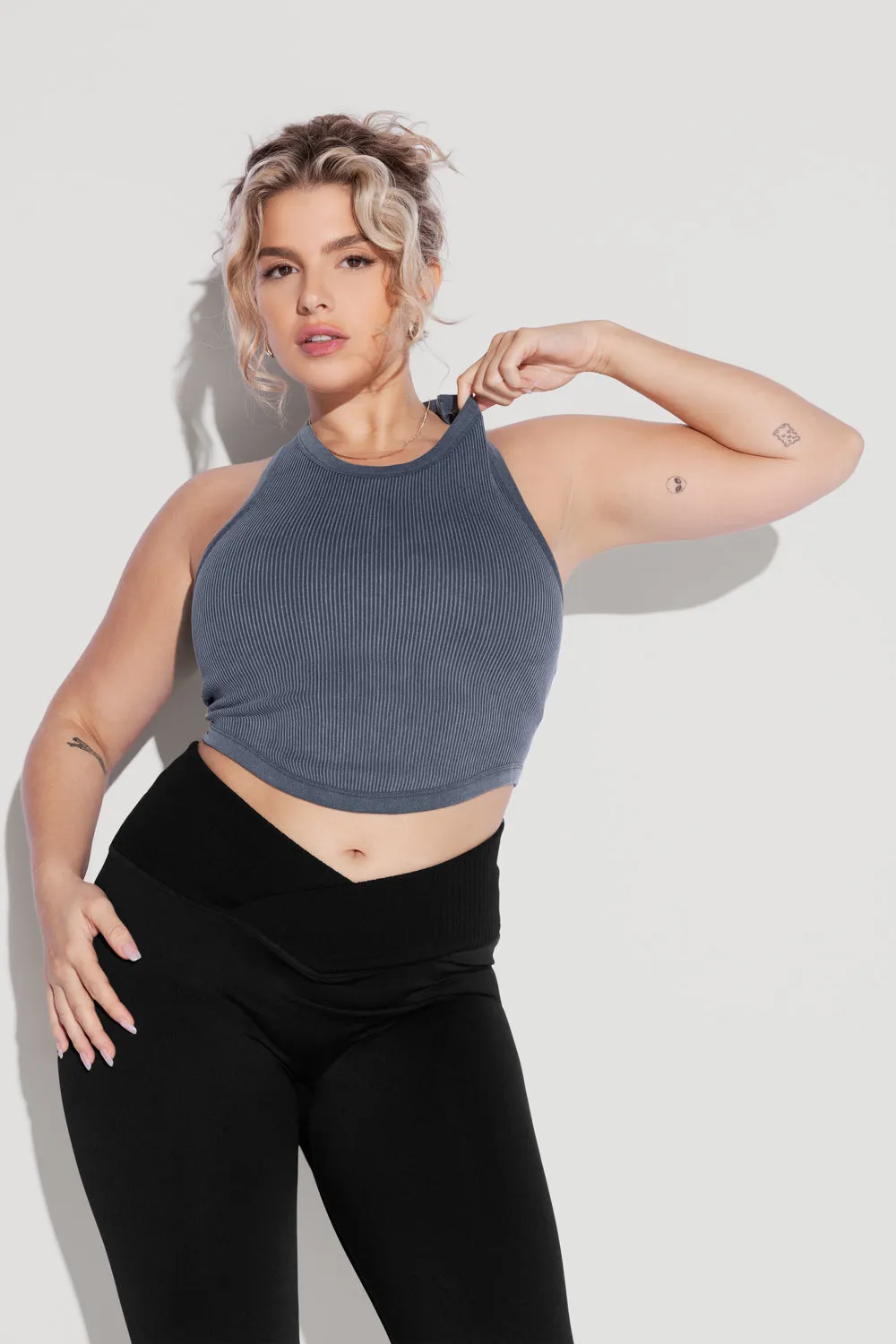 Let's Go Seamless Crop Top - Vintage Indigo sold by POPFLEX product image thumbnail 3