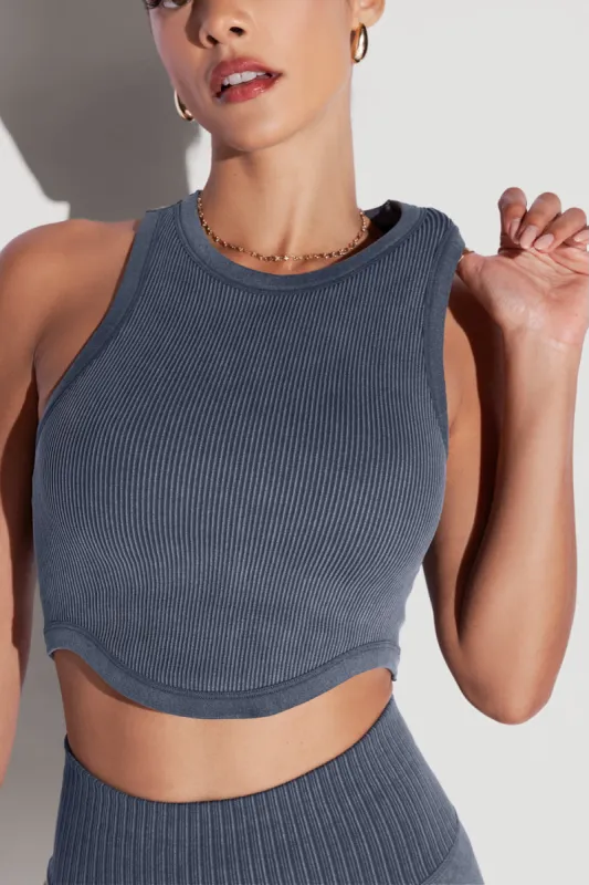 Let's Go Seamless Crop Top - Vintage Indigo sold by POPFLEX