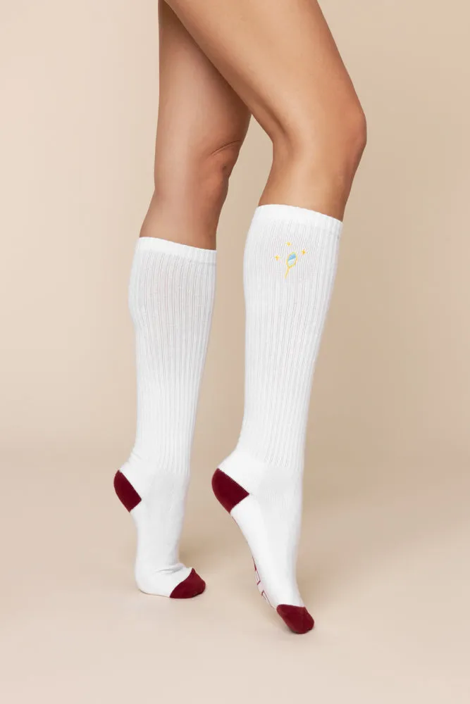 Knee High Socks - White/Crimson sold by POPFLEX product image thumbnail 5