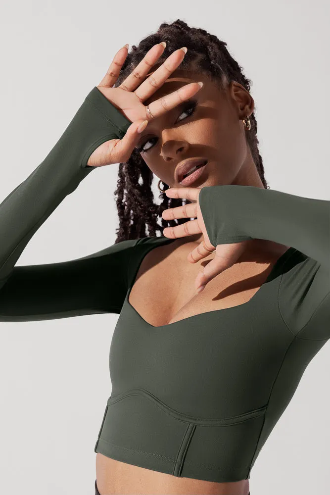 Sweetheart Long Sleeve Crop Top - Forestwood sold by POPFLEX